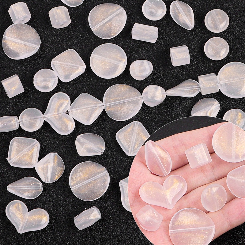 Phụ kiện hạt ngọc trai BEADIA bằng acrylic màu ánh vàng dùng làm trang sức diy