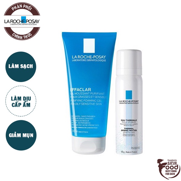 [2 Items] Bộ Đôi Làm Sạch &amp; Làm Dịu Cho Da Dầu Mụn La Roche-Posay Effaclar