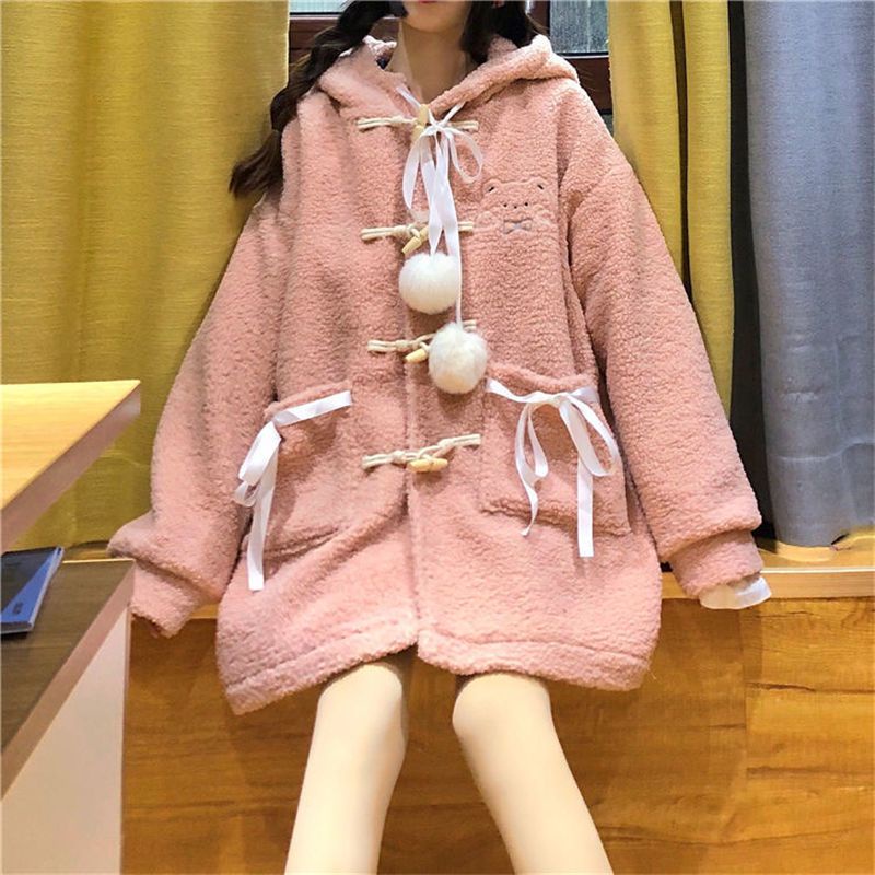 Áo khoác lông học sinh nhẹ nhàng nữ tính