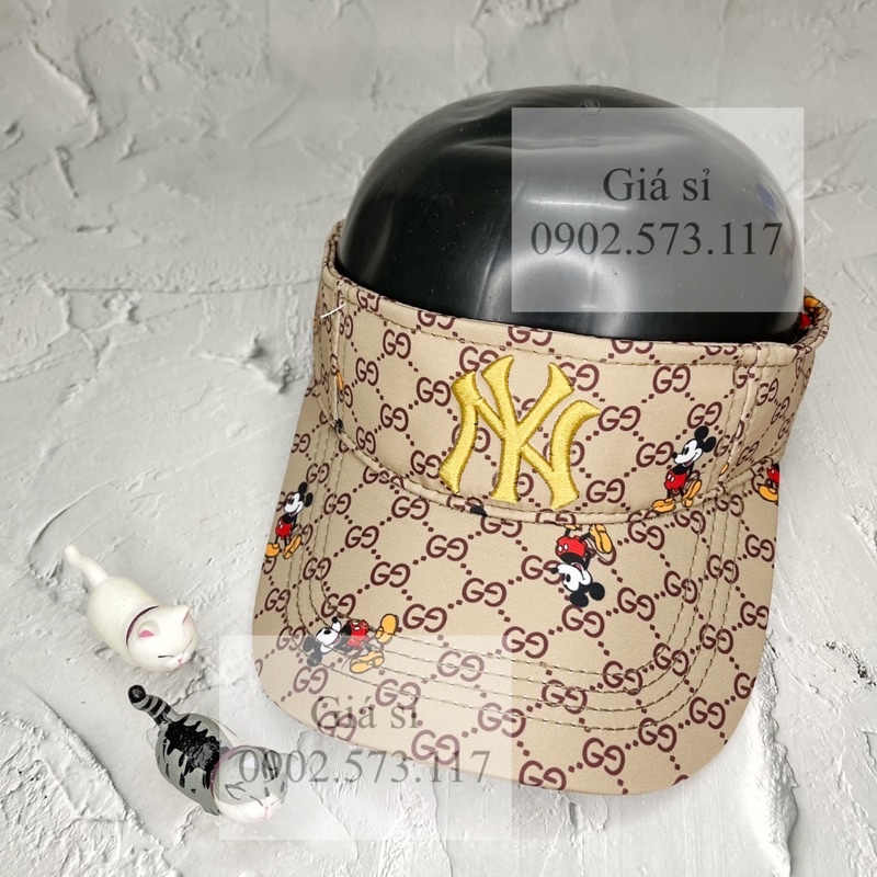 Nón kết nửa đầu thể thao GG mickey thêu N.Y nâu thời trang