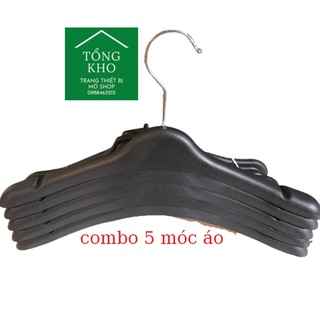 Combo 5 mắc áo treo đồ nữ bằng nhựa giá rẻ màu đen vai phồng - Móc treo quần áo giá rẻ bằng nhựa