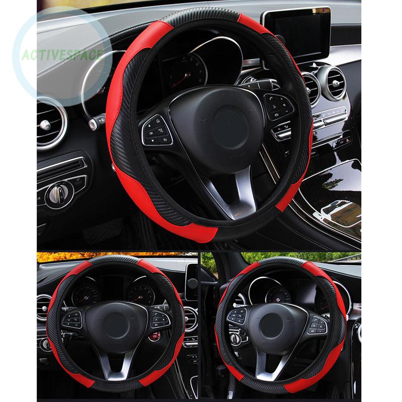 Vỏ bọc viền vô lăng bằng sợi carbon 30cm co giãn cho xe hơi