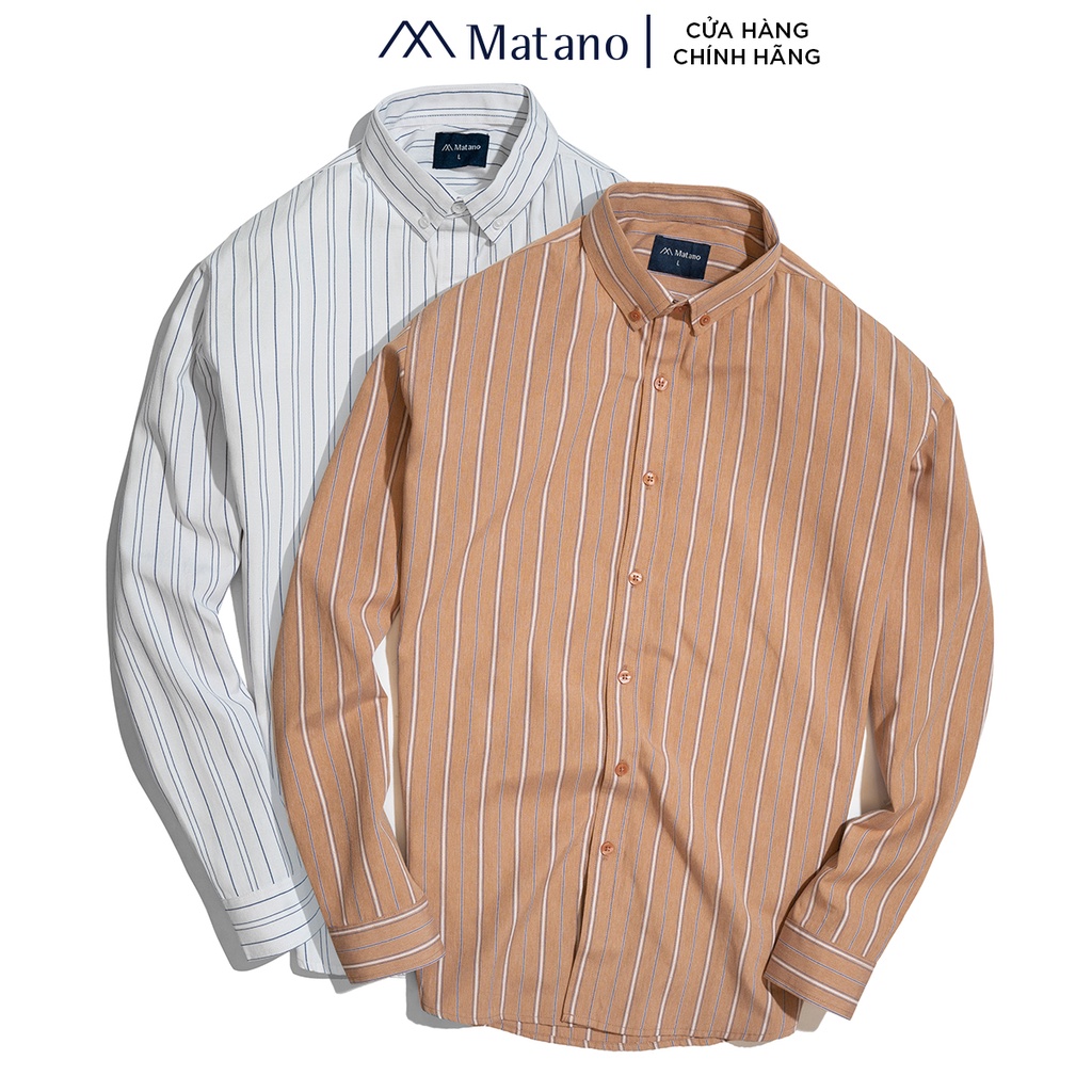 Áo sơ mi nam kẻ sọc đẹp MATANO SM074 tay dài form suông regular, vải oxford 100% cotton cao cấp thoáng mát