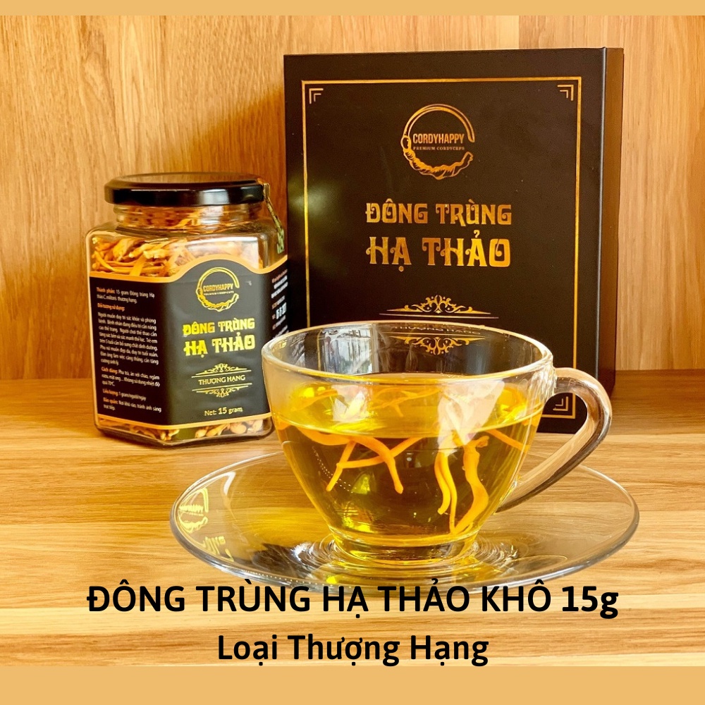 Đông Trùng Hạ Thảo Khô Sấy Thăng Hoa CordyHappy (Loại Thượng Hạng) Hộp 15g Tặng Nấm Linh Chi và Táo Đỏ