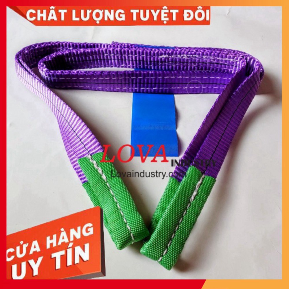 Dây cáp vải cẩu hàng bản dẹp 1 tấn, Hệ số 5:1, dài 1m-10m, chất liệu 100% Polyeter cường lực siêu bền Kho Sài Gòn