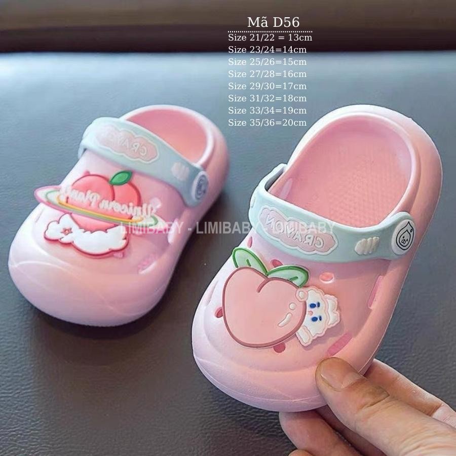 Dép cho bé gái nhẹ êm LIMIBABY sục cross nhựa dẻo có quai cho bé từ 1, 2, 3, 4, 5, 6, 7, 8 tuổi chống trơn trượt D56