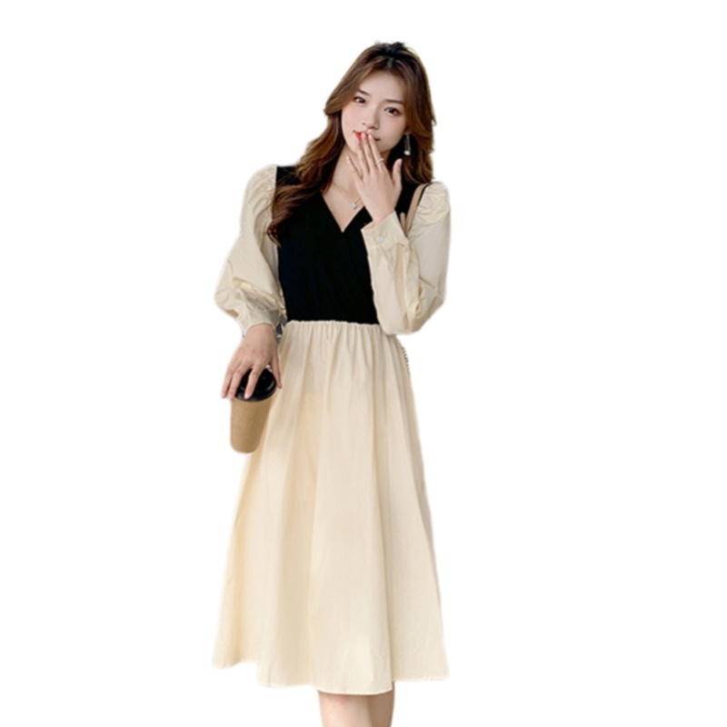 Đầm dáng ôm màu trơn thanh lịch dễ thương thời trang mùa thu phong cách Hàn Quốc cho bạn nữ