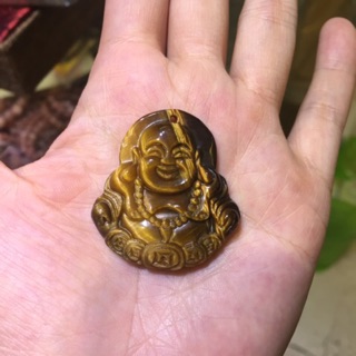 Mặt Phật Di Lặc đá Mắt Hổ vàng nâu