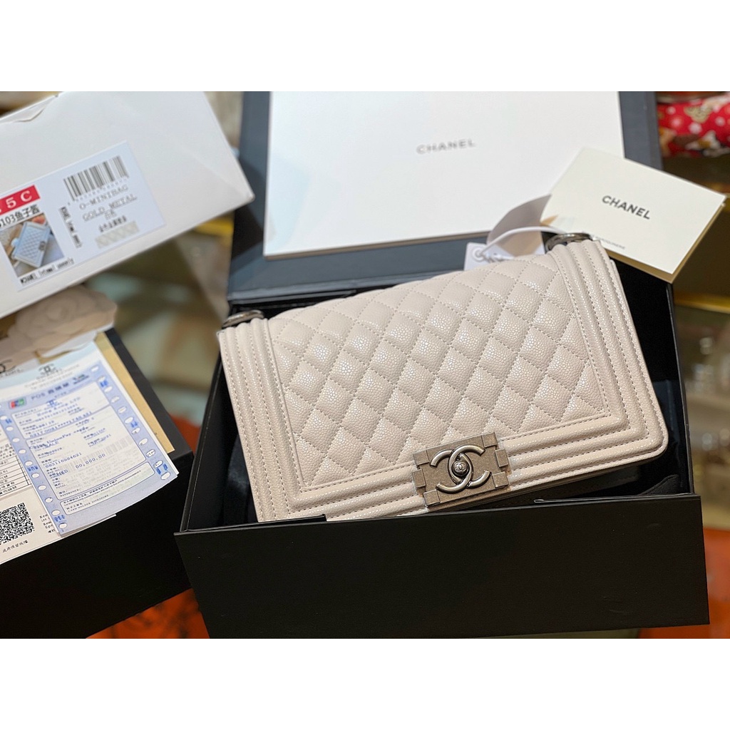 Túi Boy Caviar da thật size 25 full box  C0N