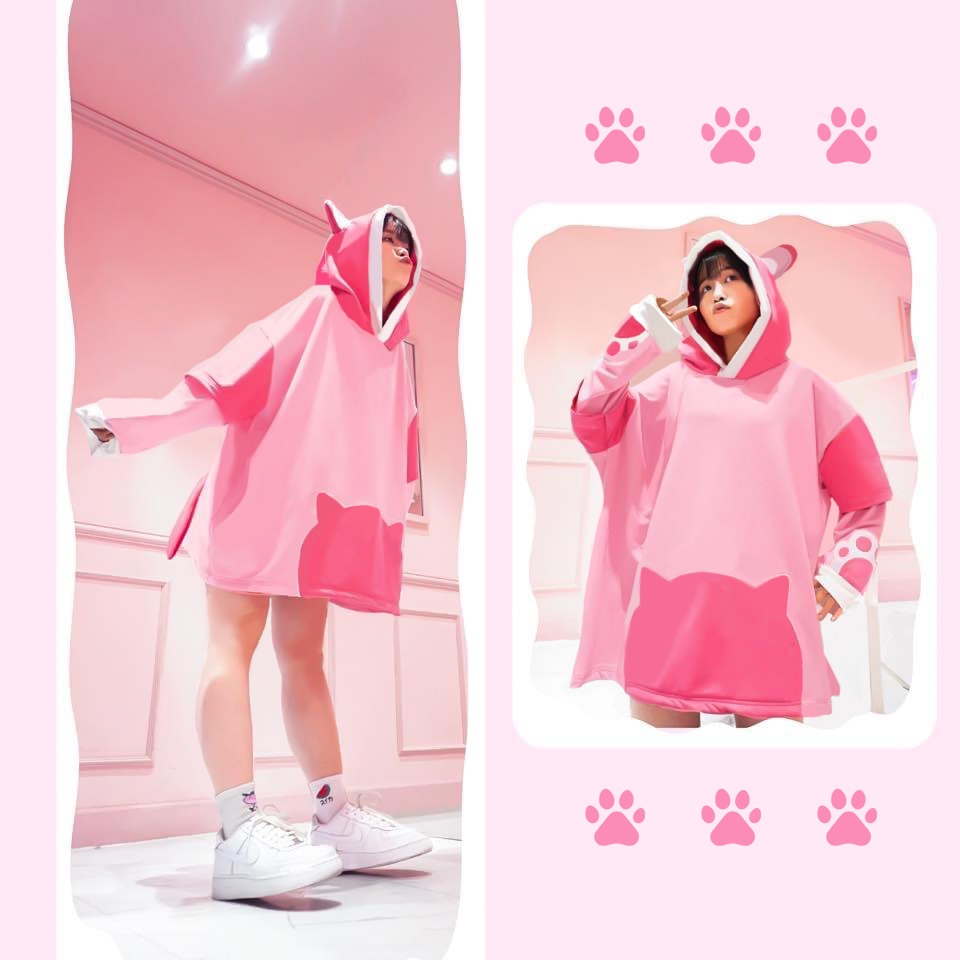 Áo khoác hoodie bé mèo Yêu Là Đủ Shop dành cho cô nàng bánh bèo