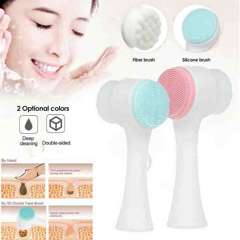 Cọ Rửa Mặt Hai Mặt Bằng Silicon Mềm Mát Xa Làm Sạch Da