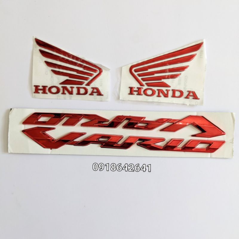 Combo tem chữ Vario đời đầu đi kèm cánh chim Honda nhựa dẻo