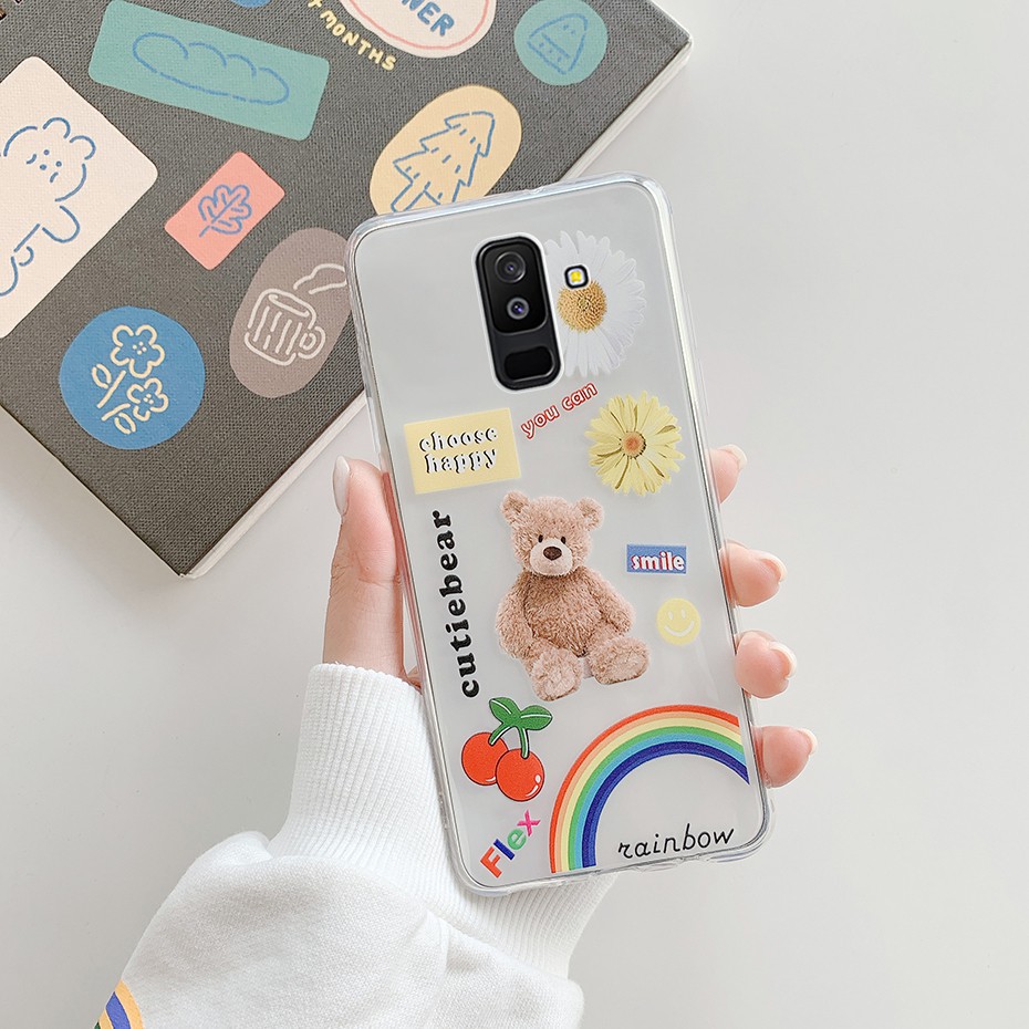Ốp điện thoại TPU silicon mềm trong suốt in họa tiết cho Samsung Galaxy A6  / A6 Plus  SM-A600G A605G