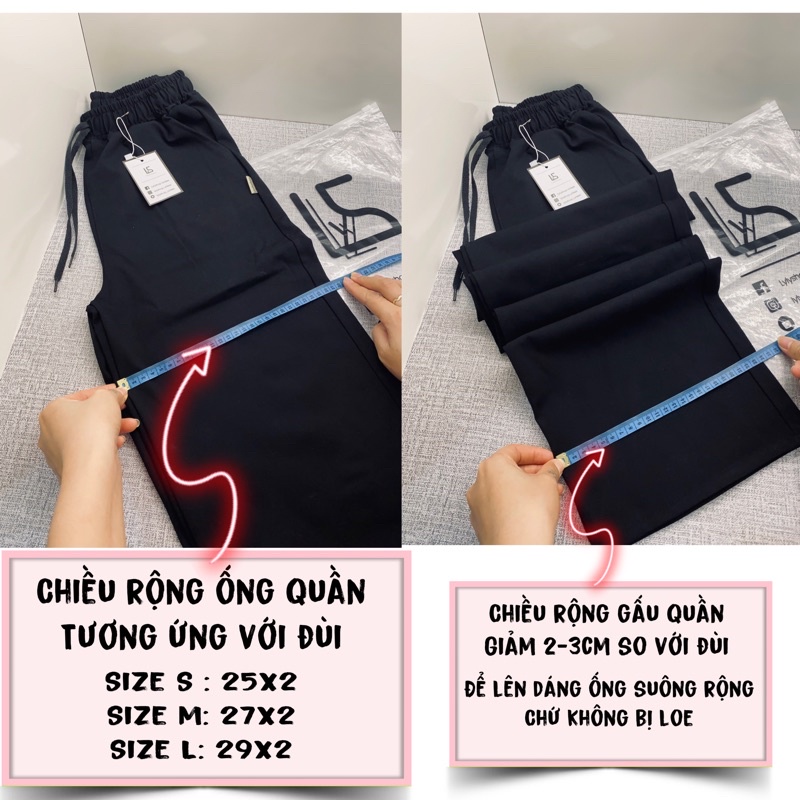 Quần ống rộng Lylyshop Unisex, quần Simple ống suông cạp chun có dây rút điều chỉnh eo vải co dãn dày mịn không nhăn