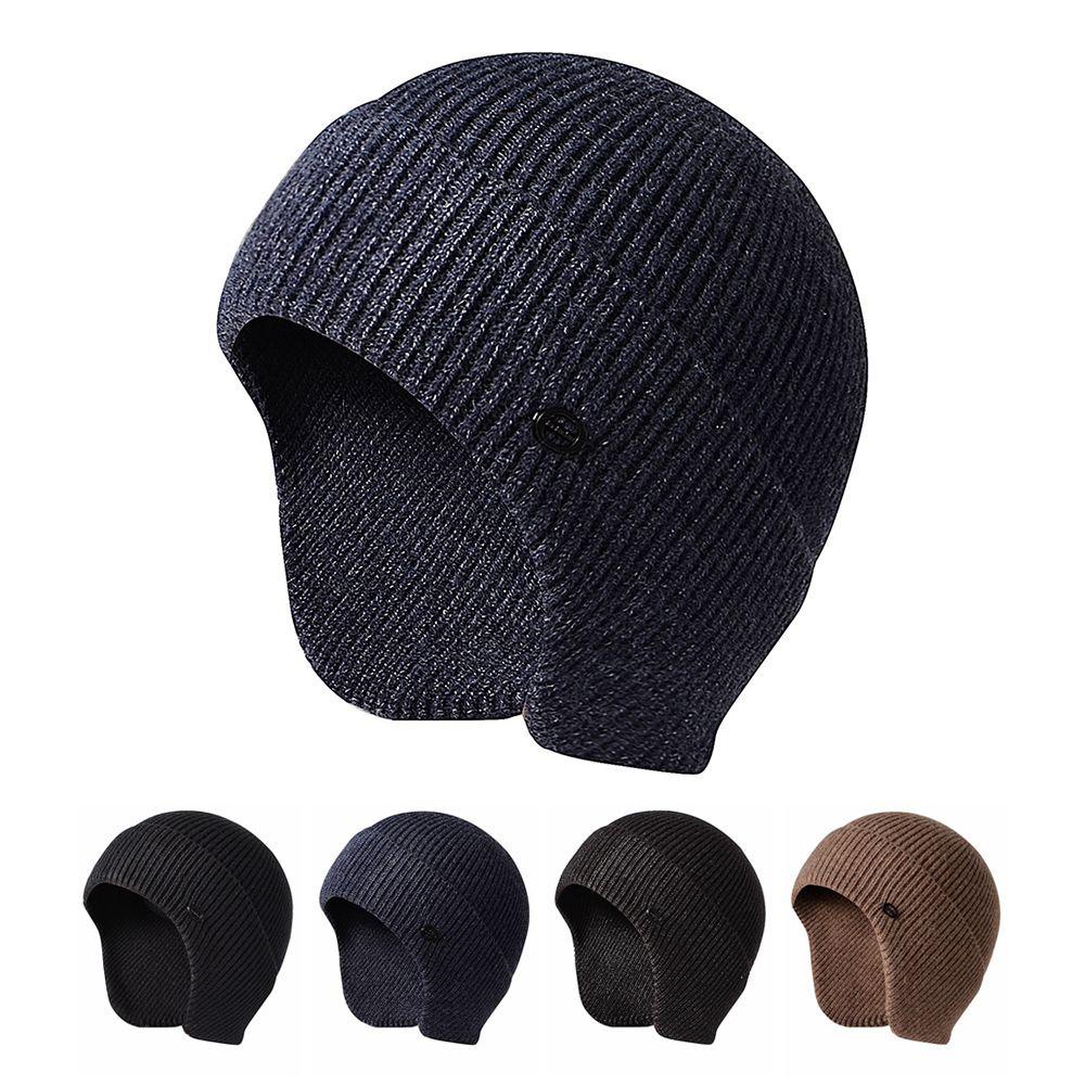 Mũ Beanie Dệt Kim Dày Dặn Có Vành Che Tai Cho Nam Và Nữ