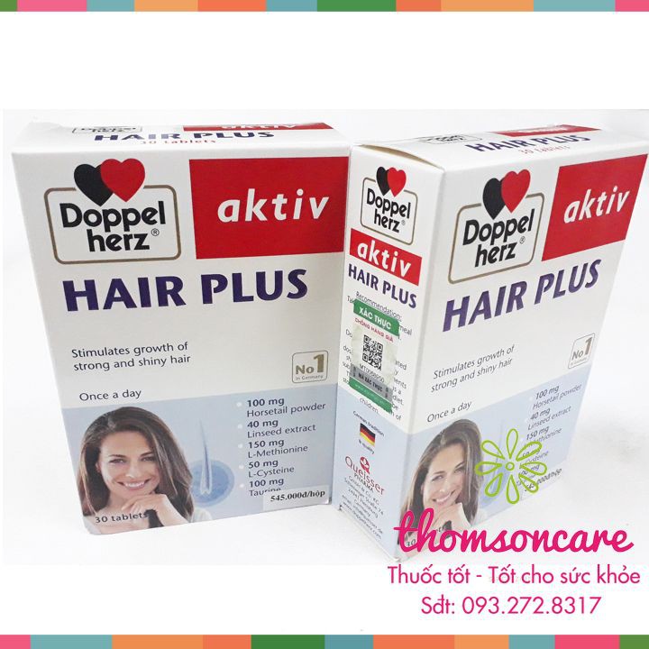 Aktiv Hair Plus - Hỗ trợ giảm rụng tóc, hói đầu, tóc gãy rụng cho nam, nữ - nhập khẩu Doppelherz từ Đức