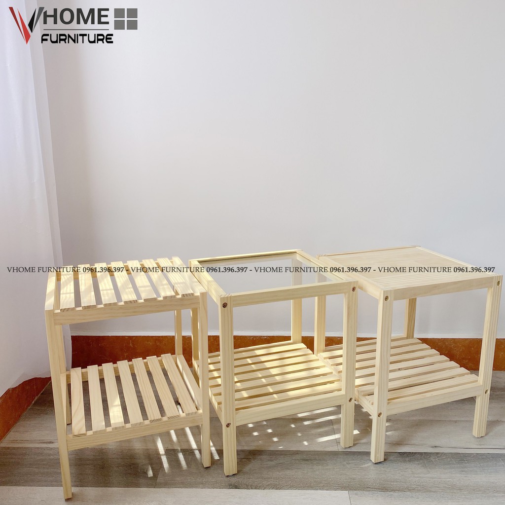 Kệ Đầu Giường Gỗ Thông VHOME Furniture Mặt Nan Gỗ 35cm x 35cm x 50cm Nội Thất Lắp Ráp | BigBuy360 - bigbuy360.vn