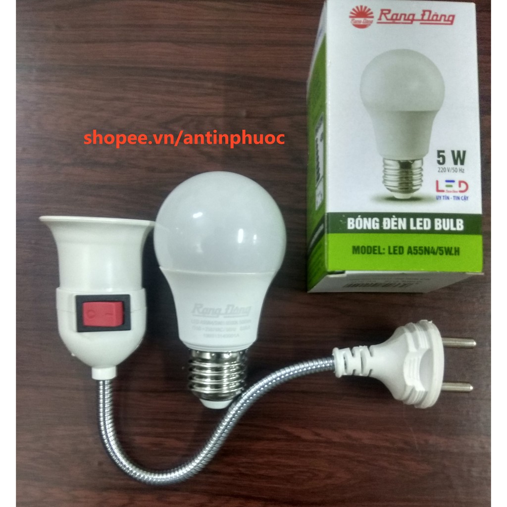 Đuôi đèn & bóng đèn Led Rạng Đông 5w - Combo tiện lợi-tiết kiệm