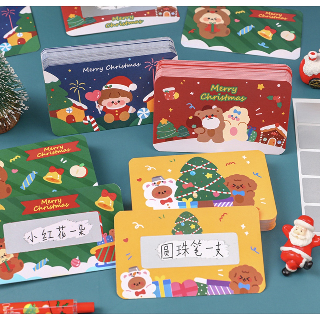 Set 20 Thẻ Bài Cào May Mắn Phong Cách Giáng Sinh Cho Bé