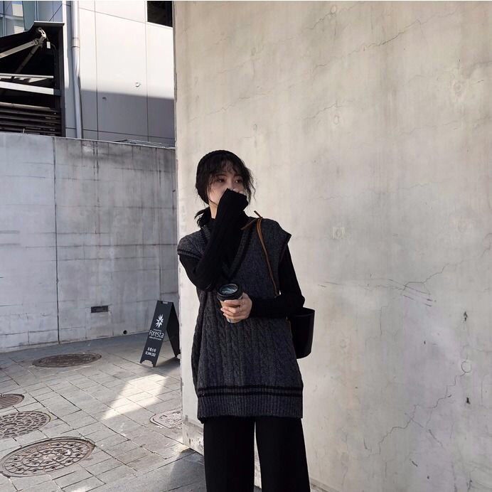 Áo len không tay cổ chữ V thời trang Hàn Quốc sành điệu