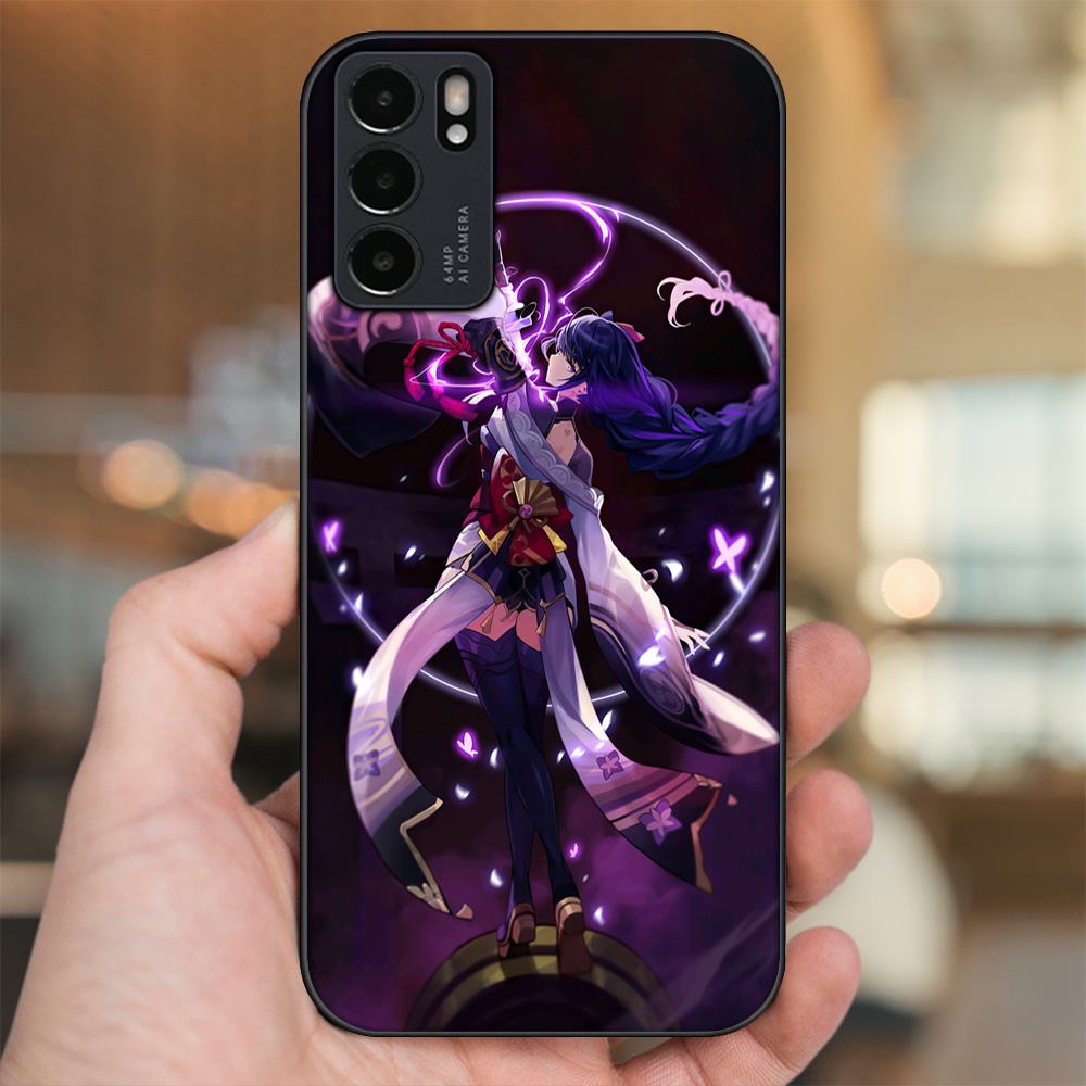 Ốp lưng Oppo Reno 6 5G viền đen in hình Raiden Shogun Genshin Impact