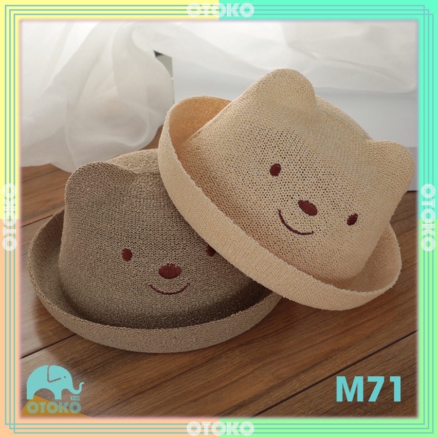 Mũ cói hình gấu cho bé trai 0-3 tuổi