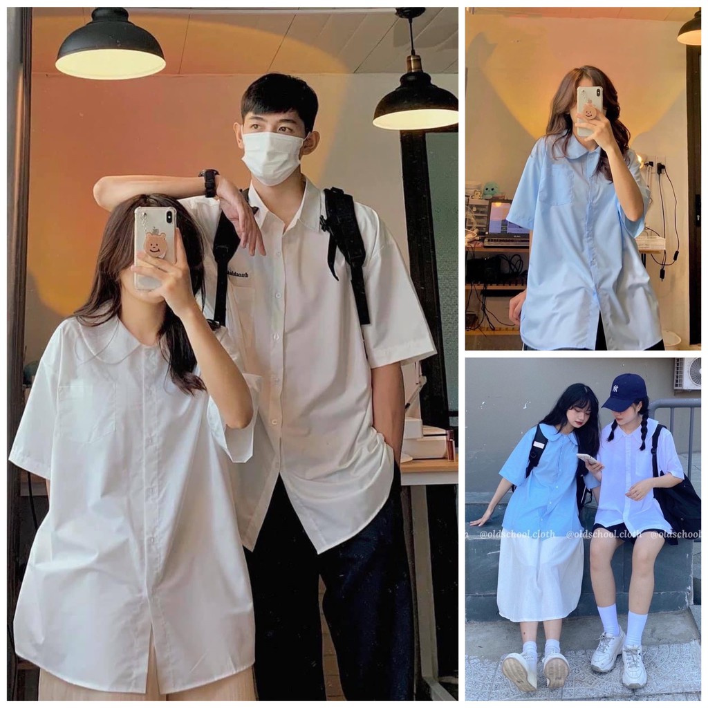 [Ảnh thật/Video] Áo sơ mi From Rộng Phong Cách Thái Lan cổ cánh sen