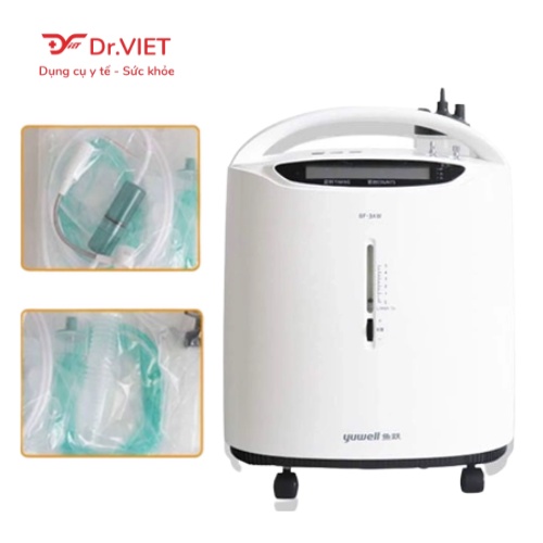 Máy tạo oxy Yuwell 3 lít 8F-3AW có xông khí dung, êm ái, nhẹ, di chuyển dễ dàng dành  cho người già, bị khó thở, làm đẹp