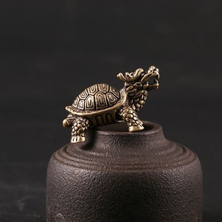 Tượng Trưng Bày, Trang Trí Phong Thủy Bằng Đồng Hình Long Quy (Kích cỡ: 4.1 x 2.2cm)