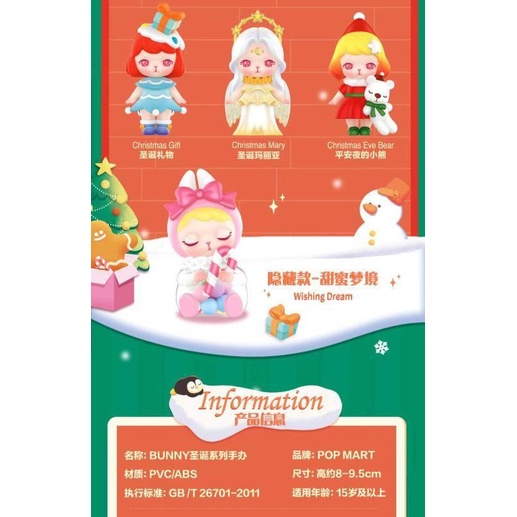 Mô Hình Nhân Vật Popmart BUNNY2021 Trang Trí Giáng Sinh