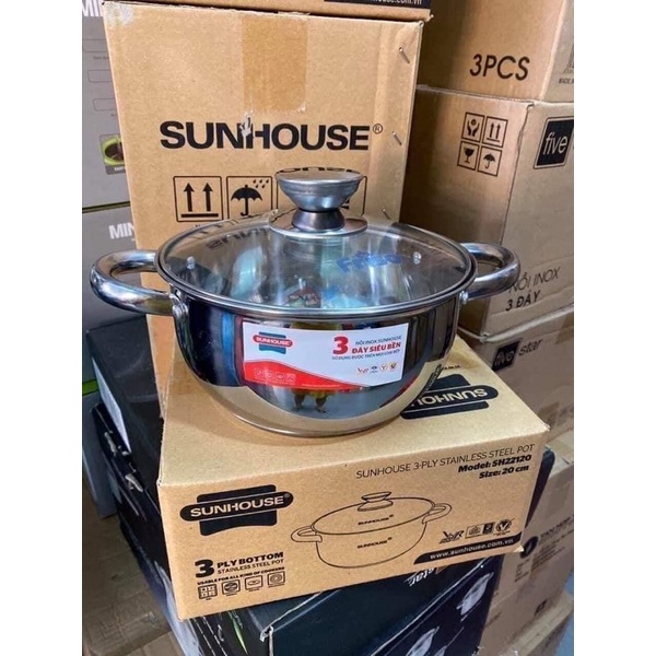 Nồi inox 3 đáy sunhouse 20cm -quà tặng sữa