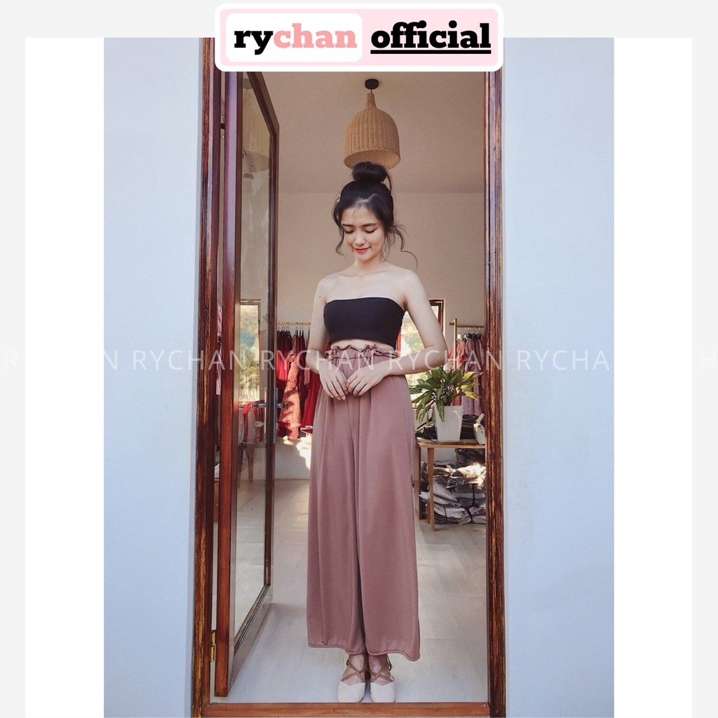 SE591 - Set Quần Suông Kèm Áo Crop Đen So Cute