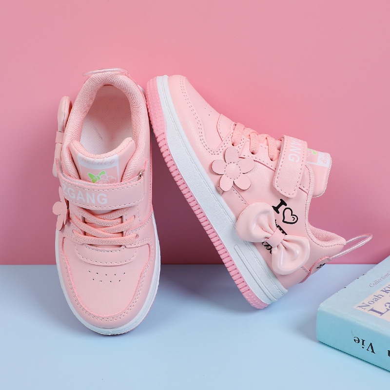 Children's shoes girls old daddy shoes new pink cute children's sports shoes non-slip velcro middle and older children's casual shoes