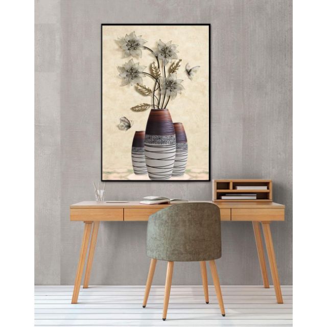 Tranh in canvas bình hoa 50x70 kèm khung