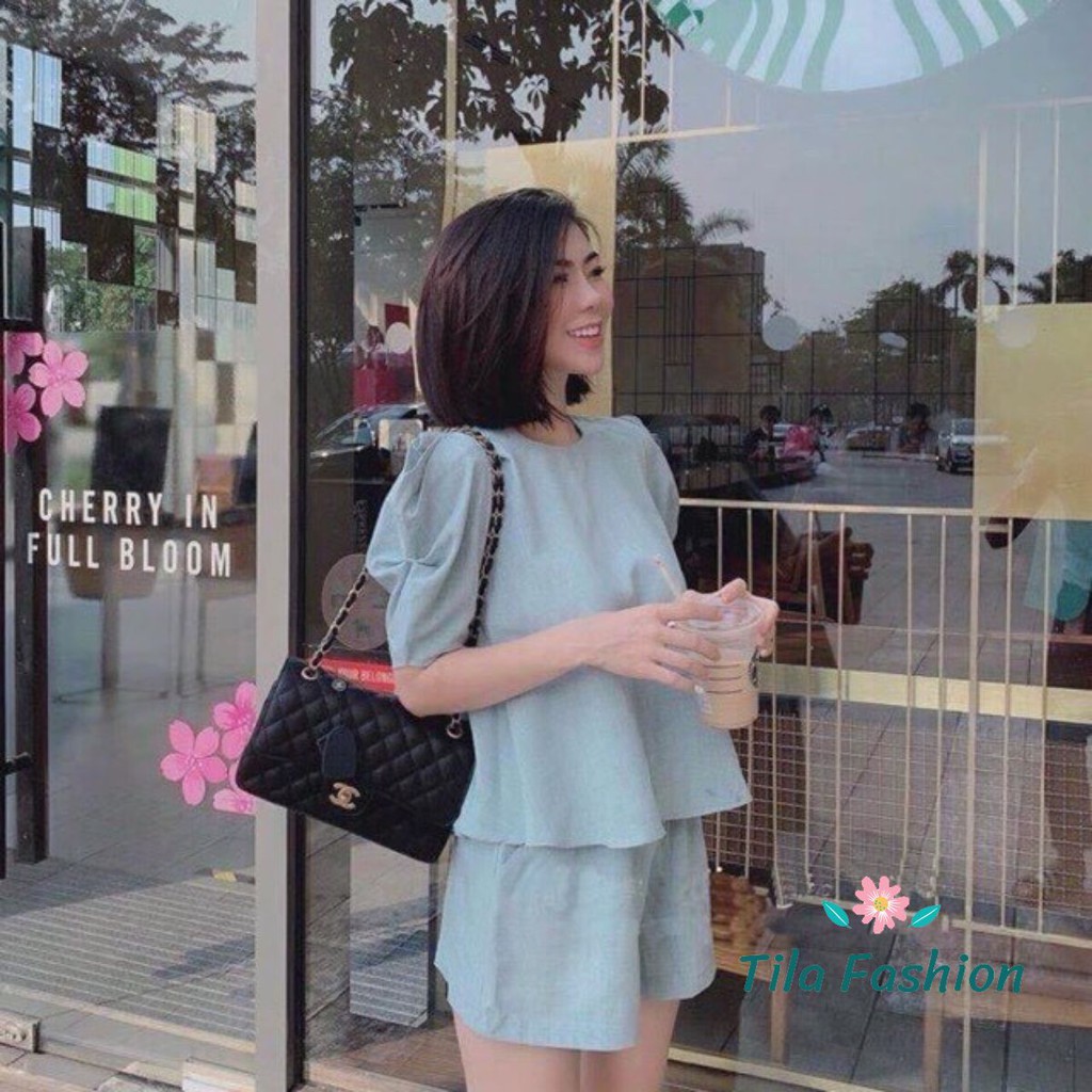 Set Bộ Đũi Tay Bồng Siêu Xinh kiểu dáng Hàn Quốc
