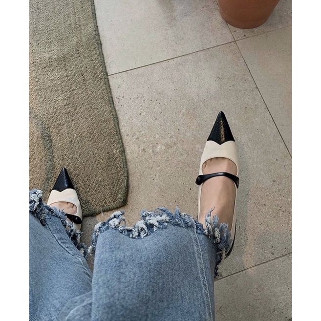 Giày nữ  mũi nhọn/ slingback nữ cao 5cm chất liệu da