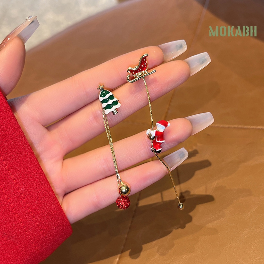 1 Đôi Khuyên Tai Dáng Dài Không Đối Xứng Hình Hoa Tuyết Giáng Sinh Dễ Phối Đồ Thời Trang Mới