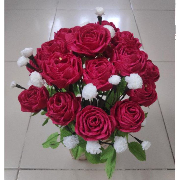 Giấy nhún ,nhăn làm hoa hamade