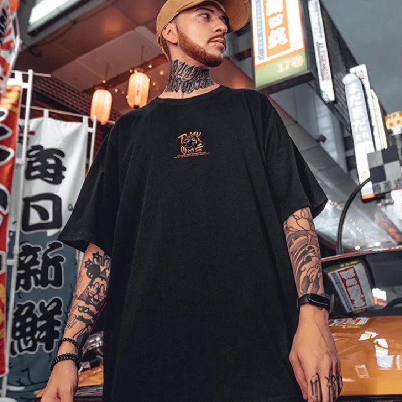 Áo Thun Tay Ngắn Dáng Rộng In Họa Tiết Phong Cách Hip Hop Hàn Quốc Thời Trang Cho Nam Size M-8XL