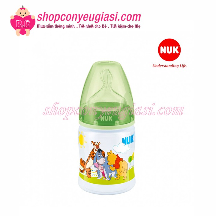 Bình Sữa Nuk Disney 150ml (Núm silicone, Nhựa PP, 0-6m ) - Made in Germany