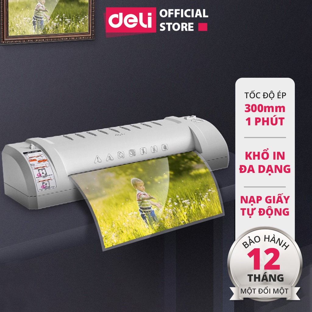Máy Ép Plastic Deli Chính Hãng Chuyên Dụng - Khổ A4/A5/B5 - An Toàn Và Dễ Dàng Sử Dụng - Ép Màng Ảnh, Poster E3893-EU