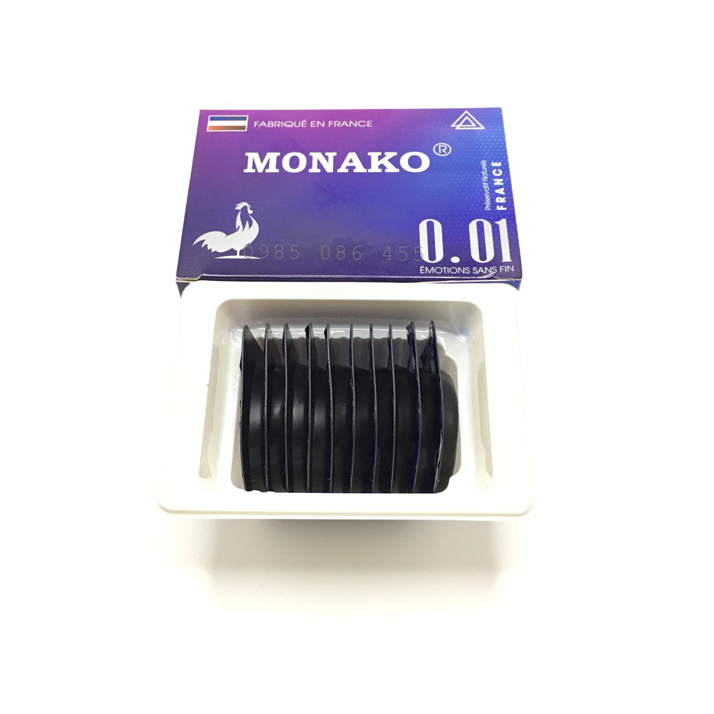 Bao Cao Su Siêu Mỏng MONAKO 0.01 Tác Dụng Kéo Dài Nhập Khẩu Từ Pháp ( Hộp 10 chiếc)