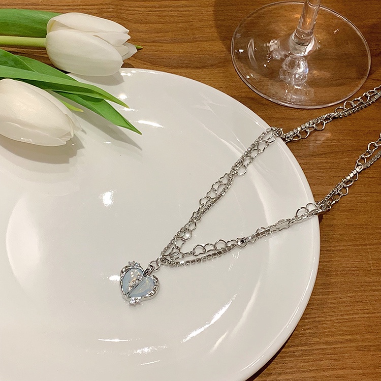Vòng cổ Nhiều Lớp Đính Đá Pha Lê Hình Trái Tim