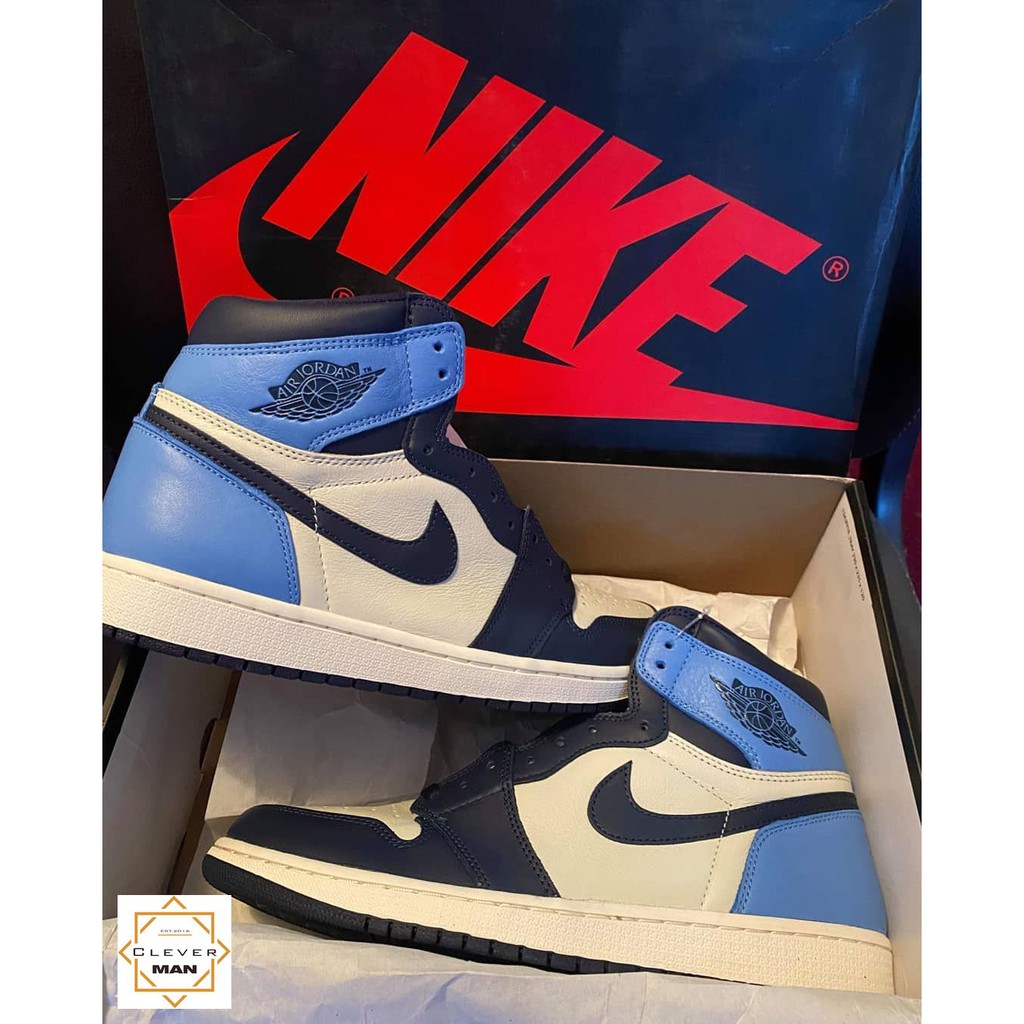 (FREESHIP+FULLBOX) Giày Thể Thao AIR JORDAN 1 Retro High Obsidian UNC Xanh Than Gót Xanh Dương Cổ Cao Clever Man Store