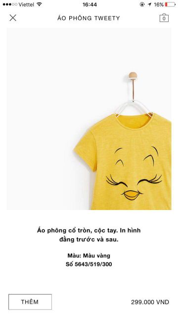 Áo thun vịt vàng ZARA cho bé