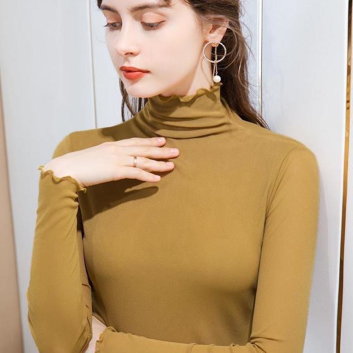 Áo lưới tay dài cổ cao thời trang thu đông 2023 thanh lịch cho nữ