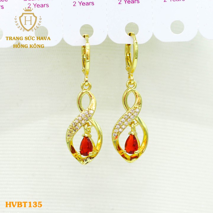 Bông Tai, Khuyên Hoa Tai Nữ Dáng Dài, Titan Xi Mạ Vàng Non Cao Cấp - Trang Sức Hava Hong Kong