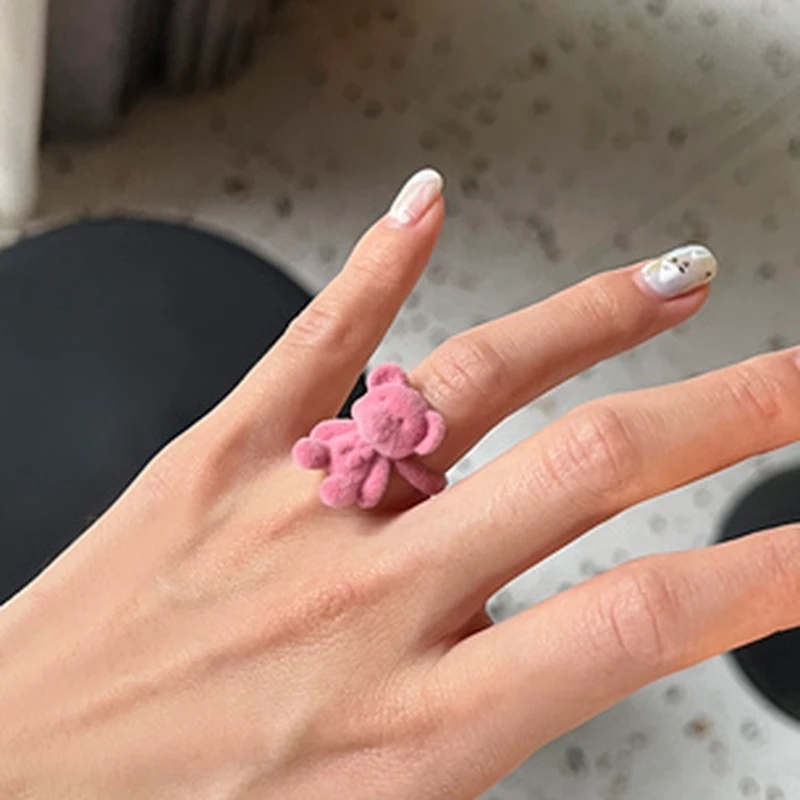 Nhẫn Hở Họa Tiết Gấu Hoạt Hình Dễ Thương Có Thể Điều Chỉnh