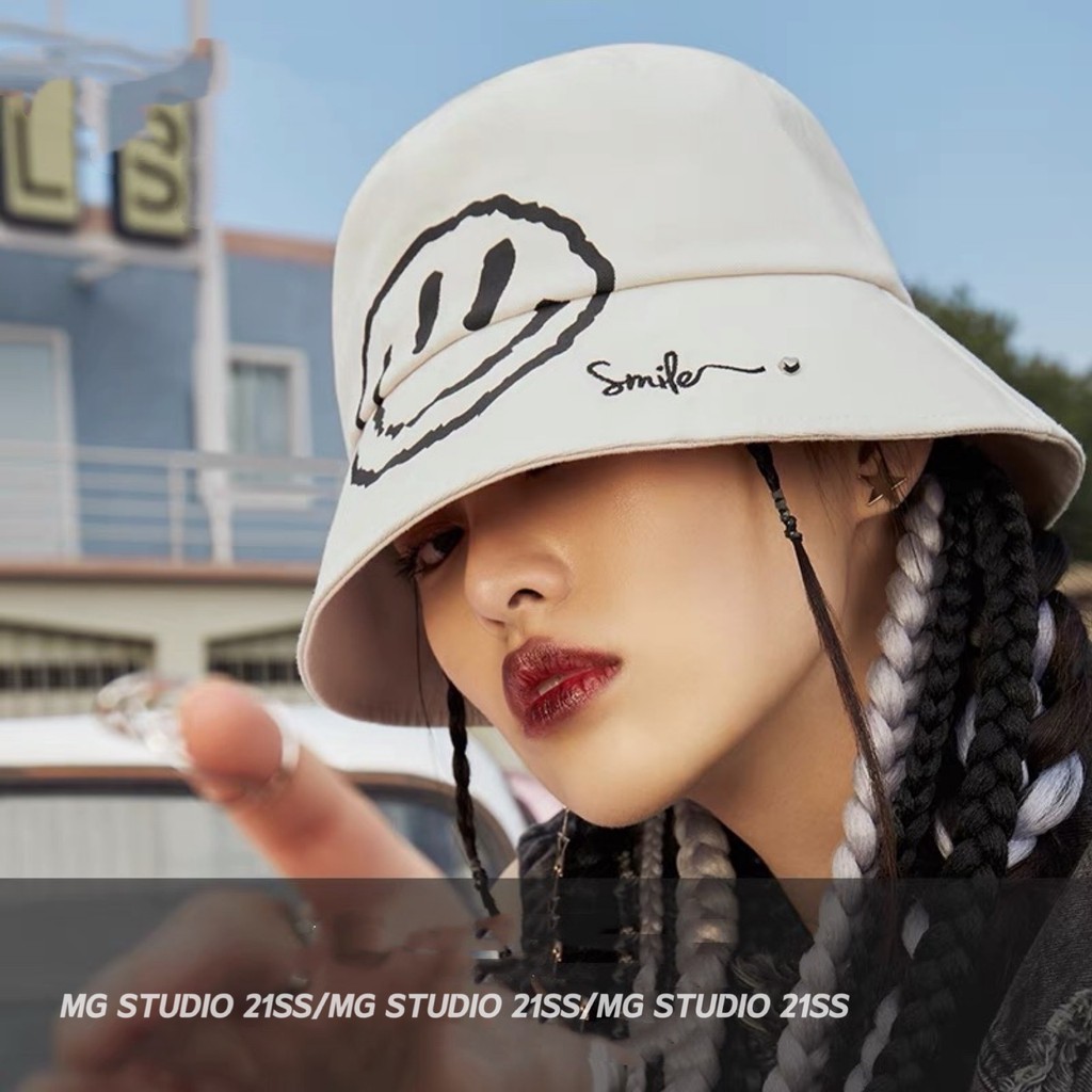 Mũ Tai Bèo MG STUDIO Thêu Họa Tiết Mặt Cười