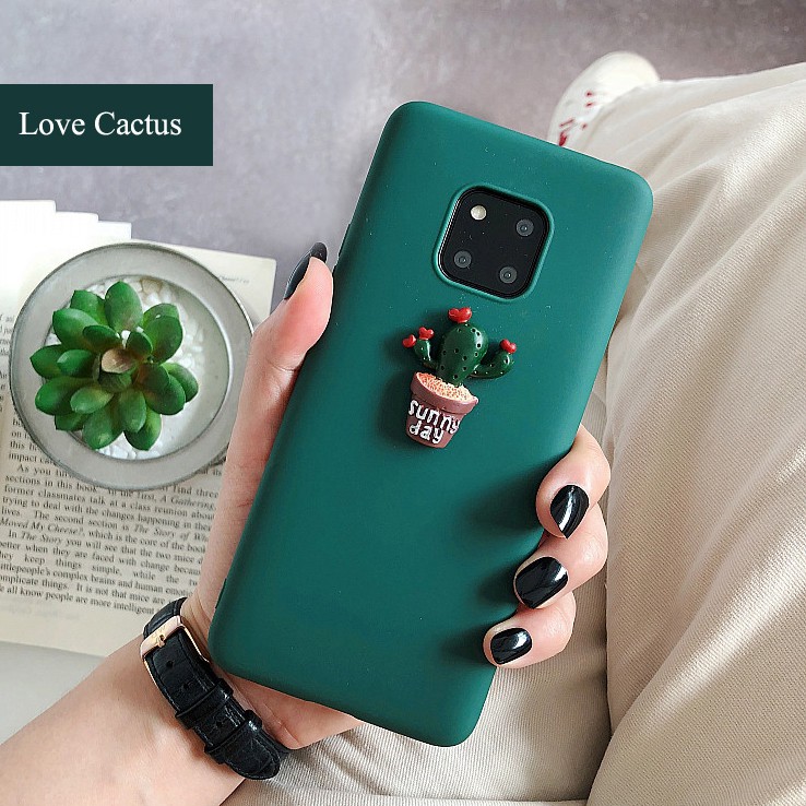 Huawei GR5 Y7 2017 Y5 Y6 Y9 Y7 Prime 2018 Y5 Y6 Y7 Y9 Prime 2019 Mate 20 30 Pro Soft TPU Phone Case Cartoon 3D Cactus Soft TPU Full Cover Back Cases